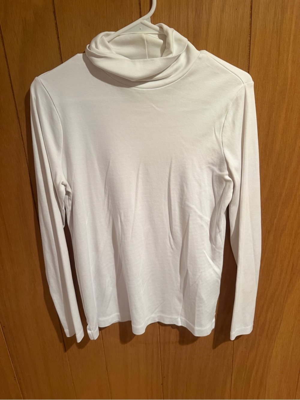 Lands' End Women's White Long-Sleeve Turtleneck Top